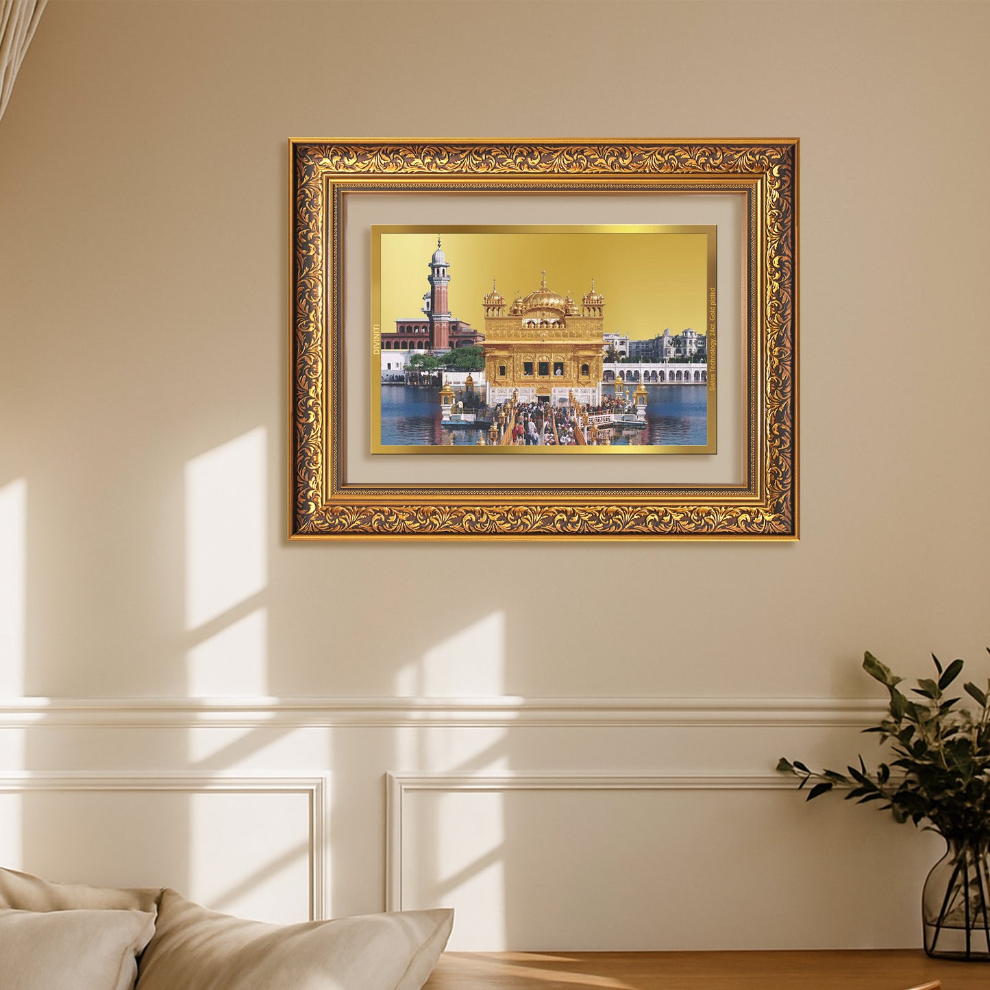 Sachkhand Shri Darbar Sahib -Golden Temple | Sacred Sikh Shrine Wall Mount Photo Frame in 24K Gold Plated Foil
