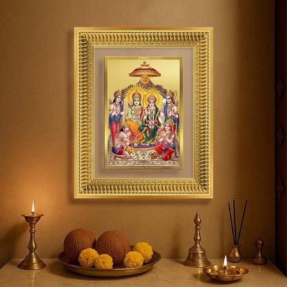 Diviniti 24K Gold Plated Ram Darbar Divine Wall Frame for Home Mandir & Office Decor | Luxury Spiritual Gift