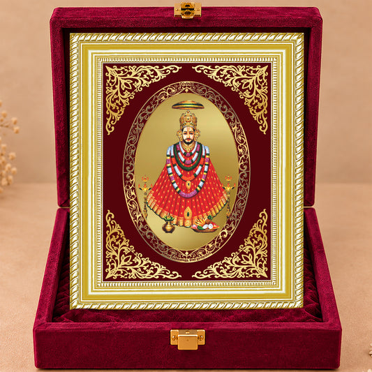 24K Gold-Plated Khatu Shyam Frame | Premium Gift Box | 26x20 CM