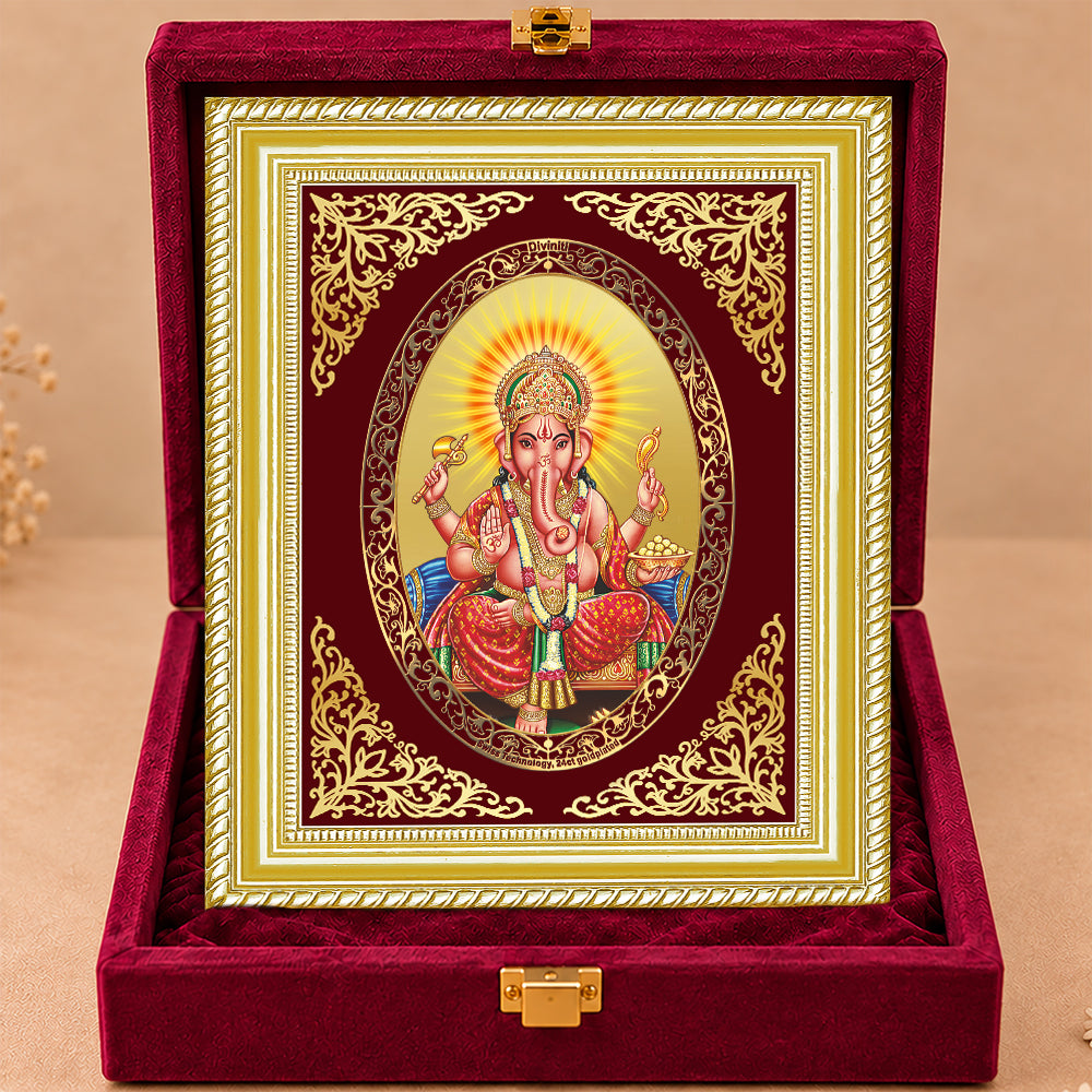 24K Gold-Plated Ganesha Frame | Premium Gift Box | 26x20 CM