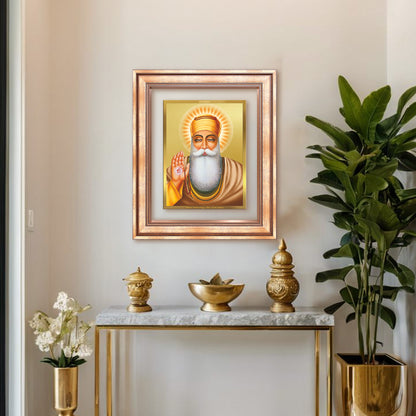 Diviniti 24K Gold Plated Guru Nanak Dev Ji (Classic) Sacred Sikh Wall Frame for Home Decor & Office Ambiance | Premium Spiritual Gift