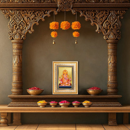 Dagdu Ganesh | Shri Dagdusheth Halwai Ganpati Wall and Tabletop Photo Frame in 24K Gold Plated Foil