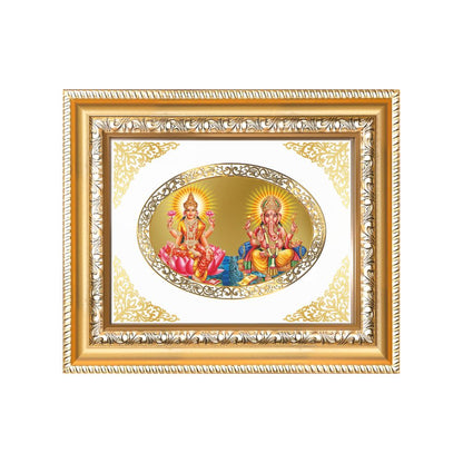 Goddess Lakshmi & Lord Ganesha Divine Prosperity & Auspicious Beginnings Royal Tabletop Frame in 24K Gold Plated Foil