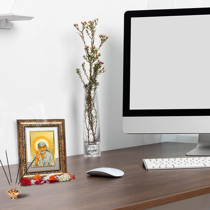 Diviniti 24K Gold Plated Sai Baba With Blessings (Classic) Divine Wall and Table Top Frame for Home Mandir & Office Decor | Luxury Spiritual Gift