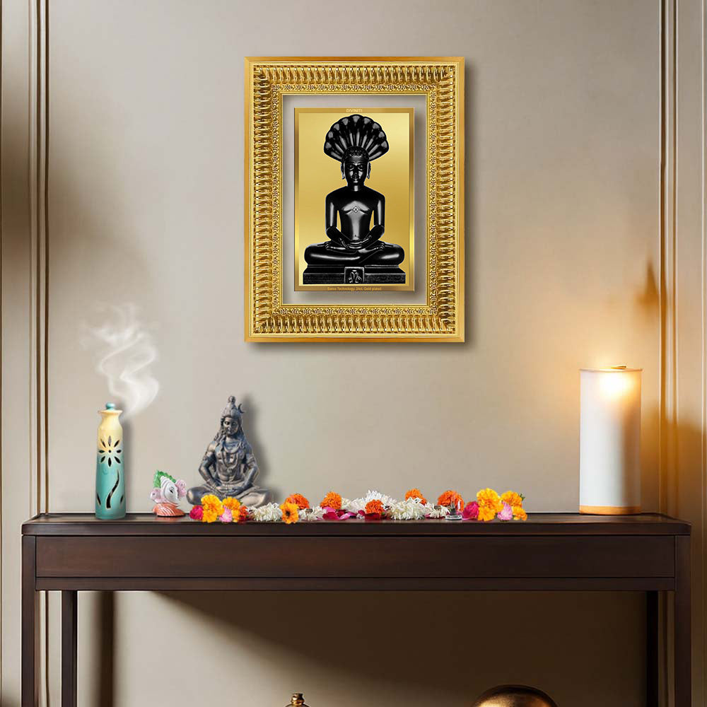 Diviniti 24K Gold Plated Parshvanath (Classic) Divine Wall Frame for Home Mandir & Office Decor | Luxury Spiritual Gift