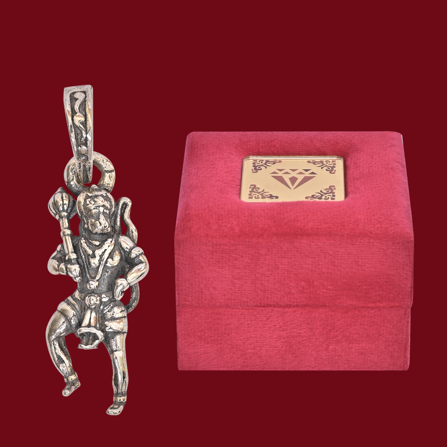 925 Pure Silver Hanuman Standing Pendant for Men, Women & Kids Divine God Pendant for Birthday, Anniversary, Special Occasion Gift (2x0.9 cm, 3g)