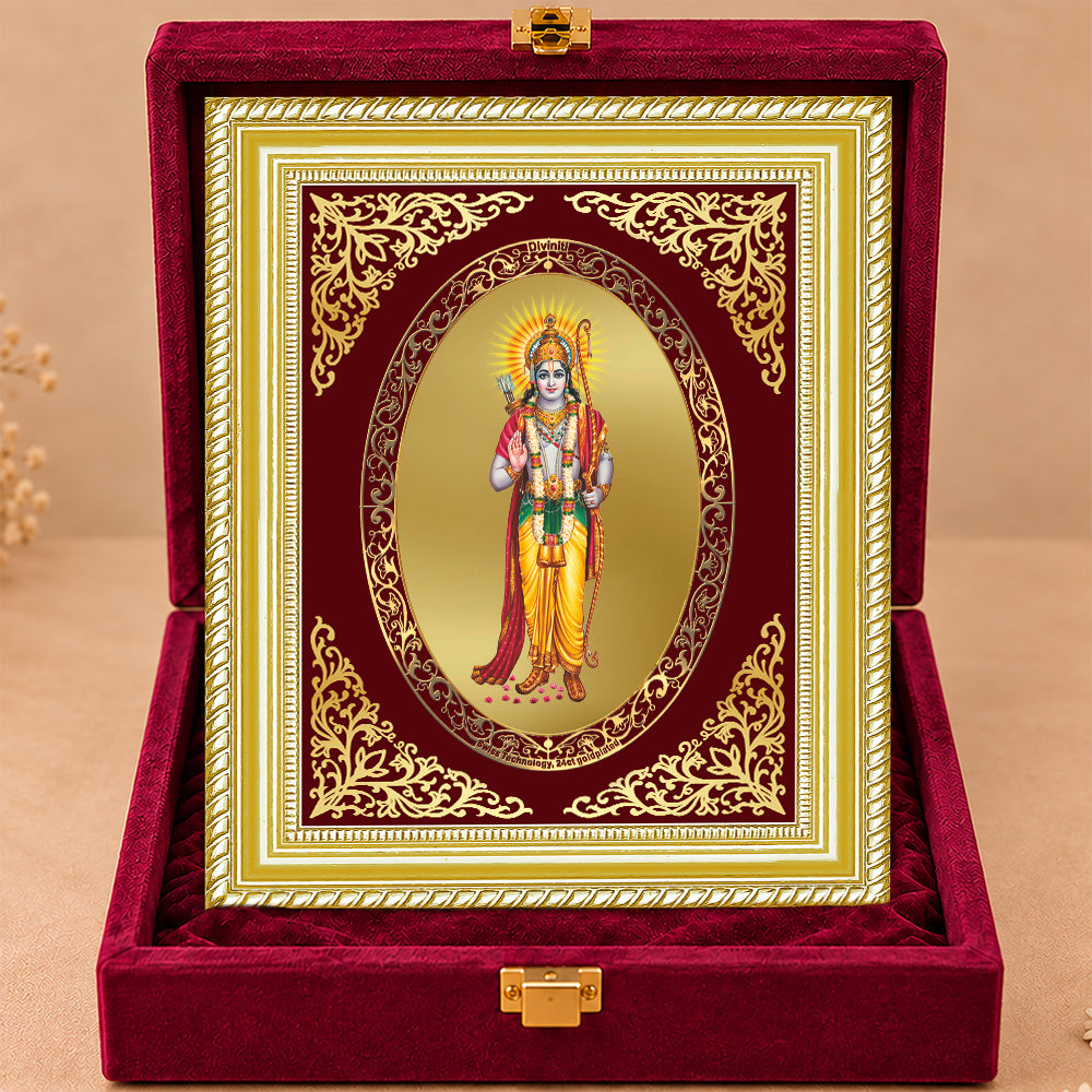 24K Gold-Plated Lord Ram Ji Frame | Premium Gift Box | 26x20 CM