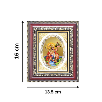 Lord Hanuman with Sanjeevani Mountain Divine Strength & Protection Royal Tabletop Frame in 24K Gold Plated Foil