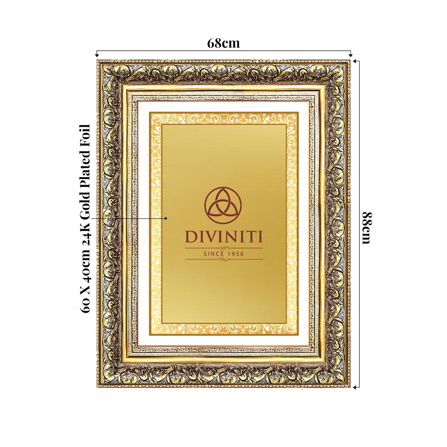 Diviniti Double Glass Frame Personalised Wall Mount Photo Frame in 24K Gold Plated Foil | HP-10-01-S5
