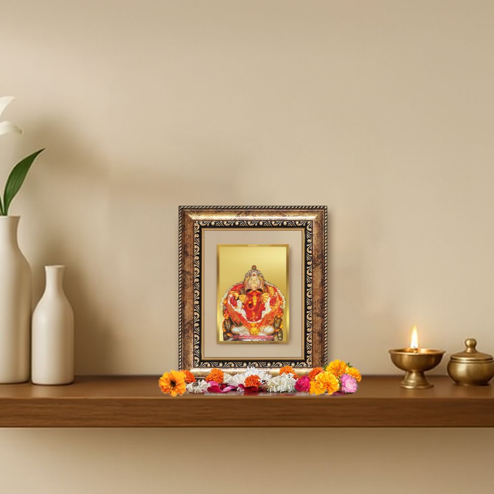 Diviniti 24K Gold Plated Siddhi Vinayak Divine Table Top Frame for Home Mandir & Office Decor | Luxury Spiritual Gift