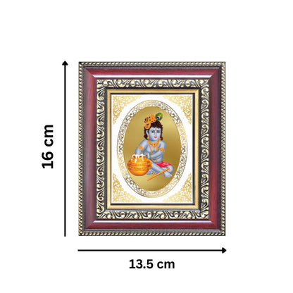 Bal Gopal (Baby Krishna) Divine Laddu Gopal Sacred Spiritual Royal Tabletop Frame in 24K Gold Plated Foil