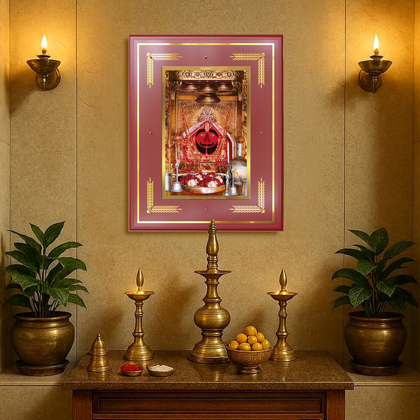 Salasar Balaji | Lord Hanuman of Salasar Dham Wall Mount Photo Frame in 24K Gold Plated Foil