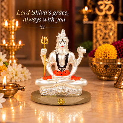 DIVINITI 999 Silver-Plated Shiva Idol for Car & Home | Gift Box | 8x7 CM
