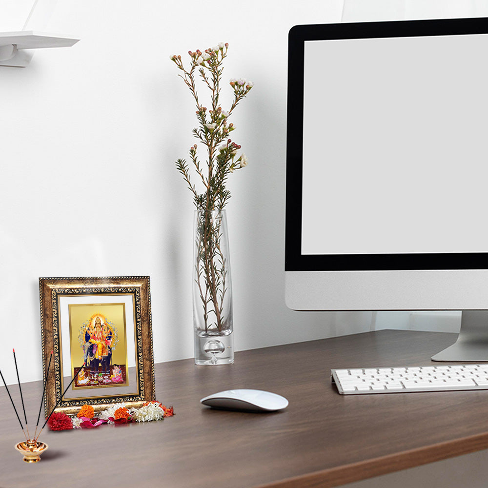 Diviniti 24K Gold Plated Vishvakarma (Classic) Divine Wall and Table Top Frame for Home Mandir & Office Decor | Luxury Spiritual Gift