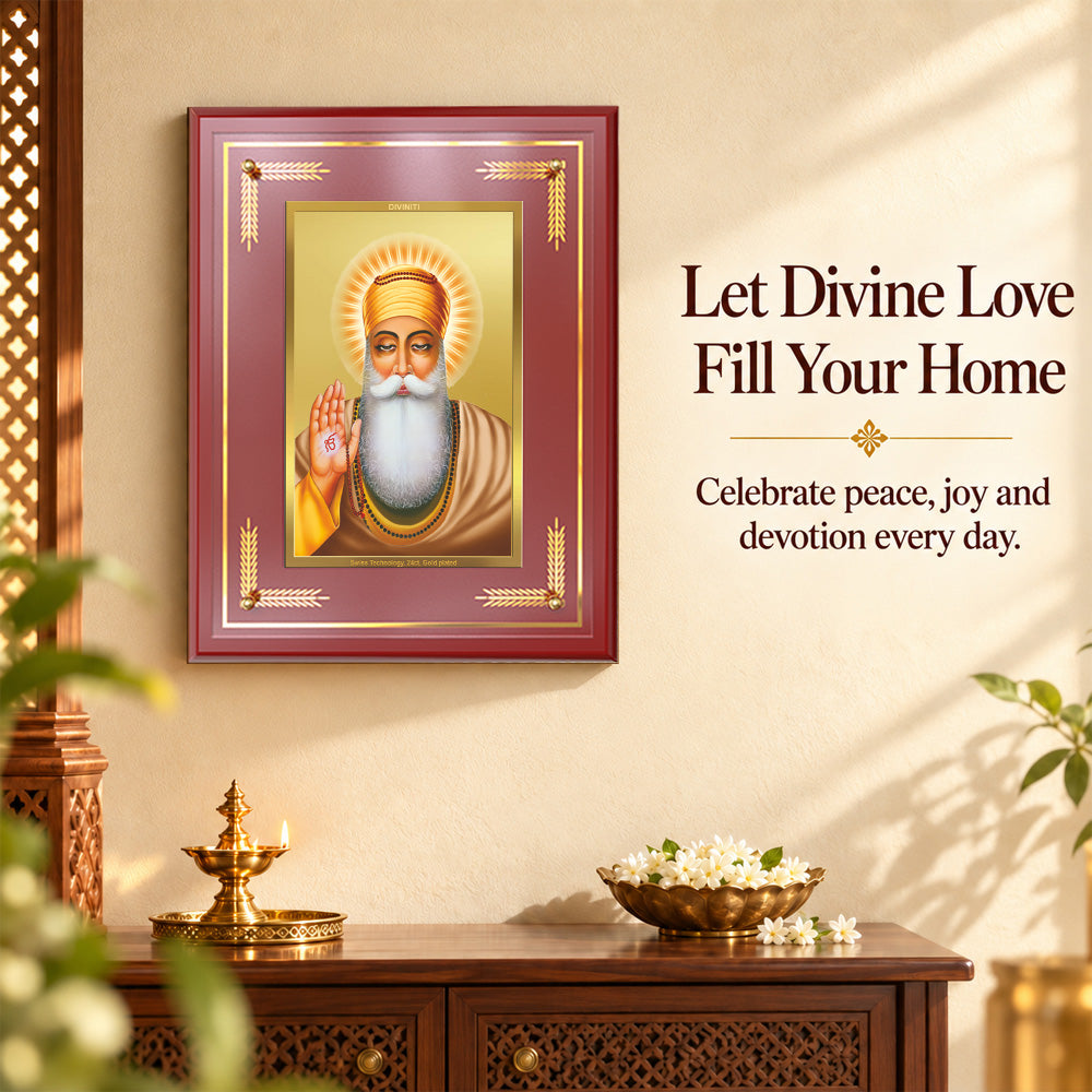 24K Gold-Plated Guru Nanak MDF Frame | Premium Gift Box | 27x35 CM