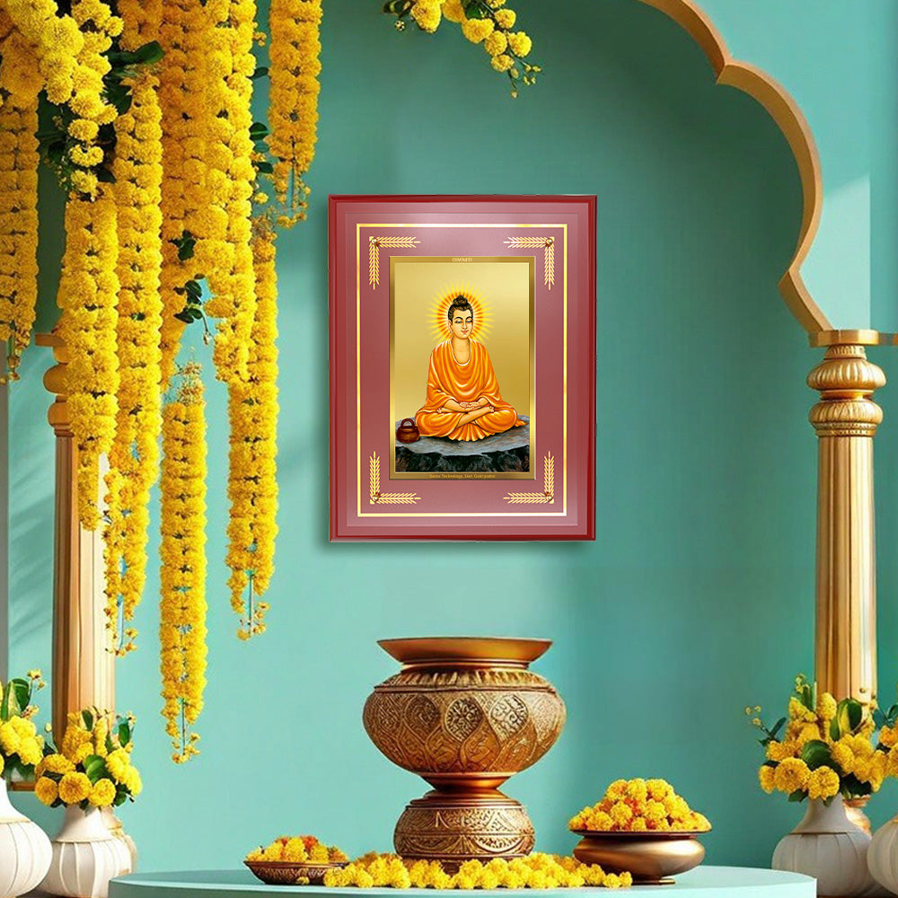 Diviniti 24K Gold Plated Buddha Blessing Tabletop Photo Frame | Peace, Mindfulness & Spiritual Harmony