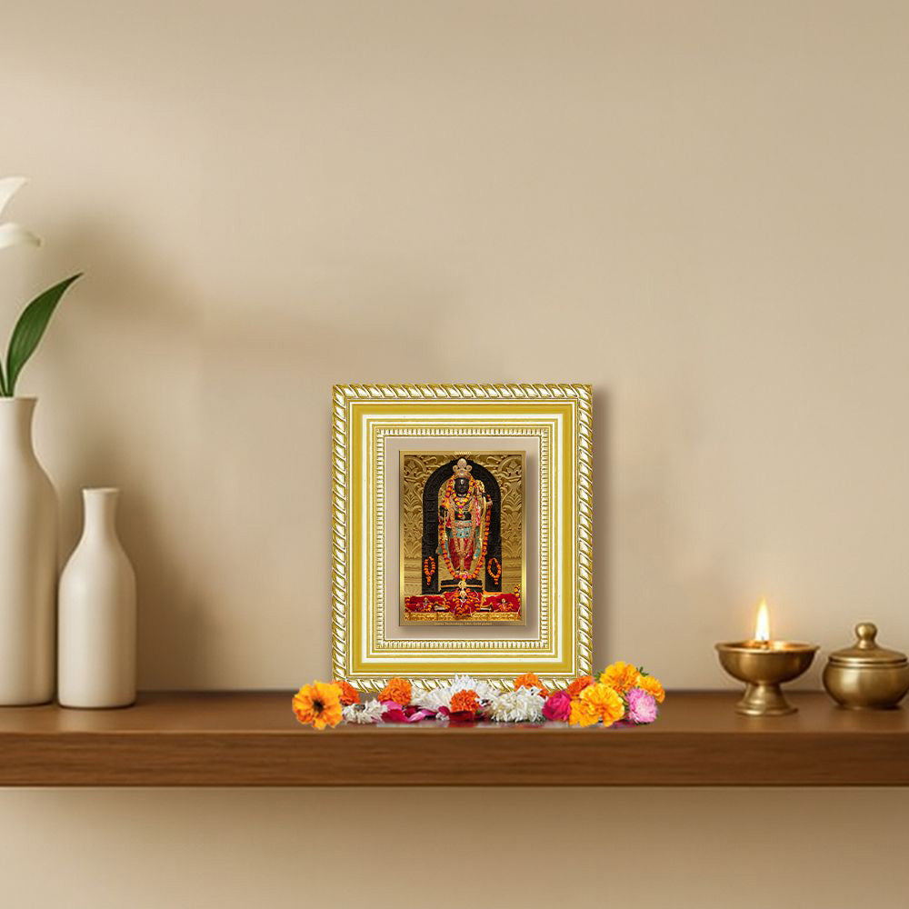 Diviniti 24K Gold Plated Ram Lalla Divine Table Top Frame for Home Mandir & Office Decor | Luxury Spiritual Gift