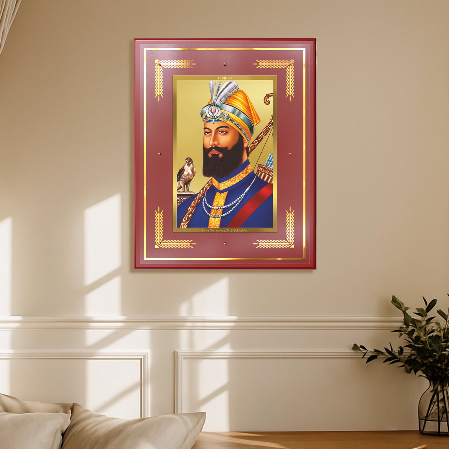 Guru Gobind Singh Ji Wall Photo Frame in 24K Gold Plated Foil | Courage, Faith & Divine Leadership