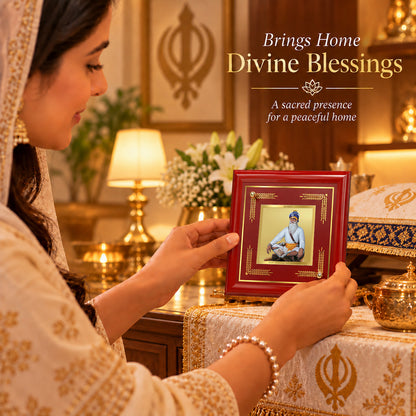 24K Gold-Plated Baba Deep Singh MDF Frame | Premium Gift Box | 10x10 CM