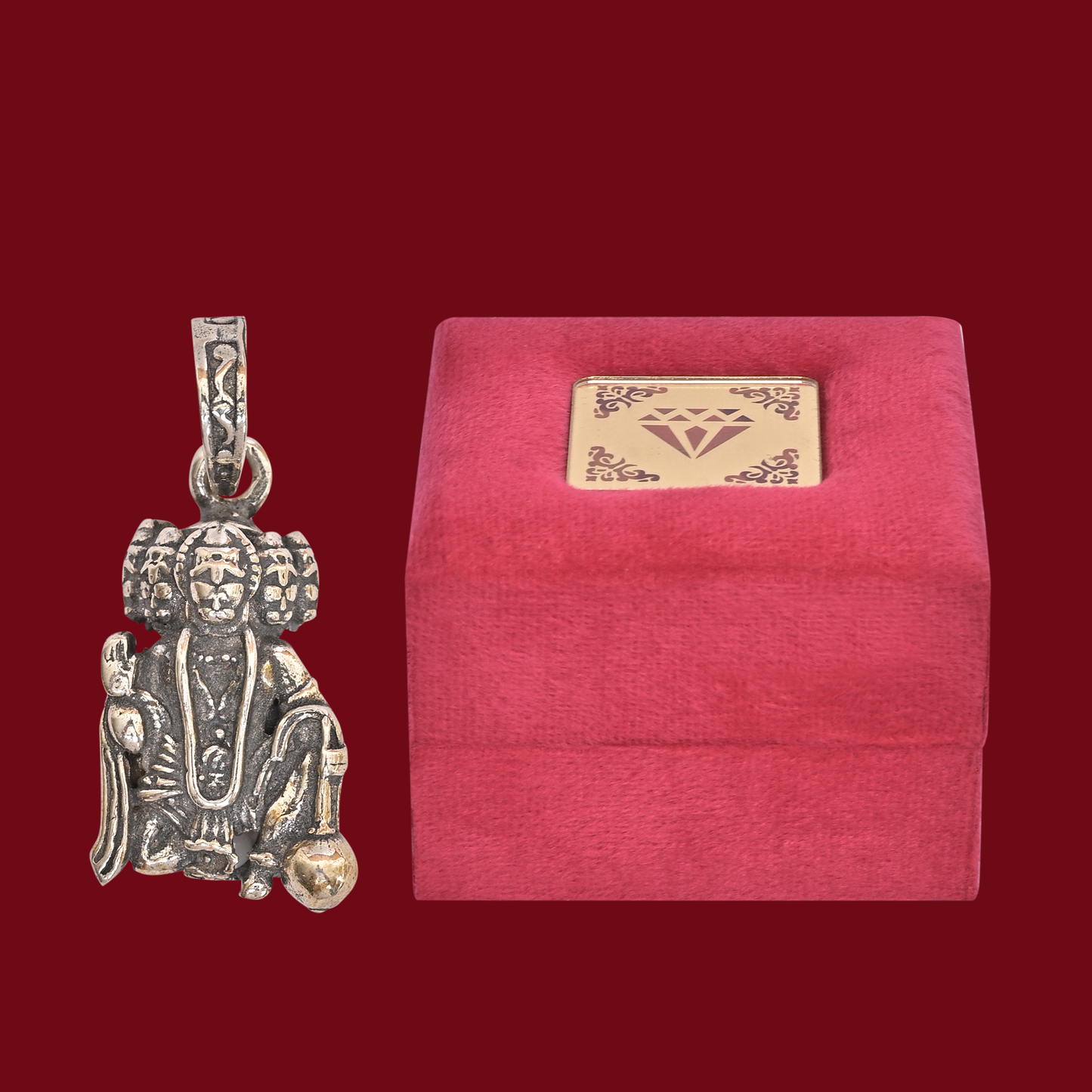 DIVINITI 925 Pure Silver Panchmukhi Hanuman Pendant for Men, Women & Kids Divine God Pendant for Birthday, Anniversary, Special Occasion Gift (1.8x1.1 cm, 7g)