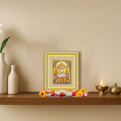 Diviniti 24K Gold Plated Kuber Divine Table Top Frame for Home Mandir & Office Decor | Luxury Spiritual Gift