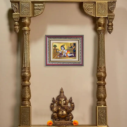 Diviniti 24K Gold Plated Laddu Gopal (Classic) Divine Wall and Table Top Frame for Home Mandir & Office Decor | Luxury Spiritual Gift