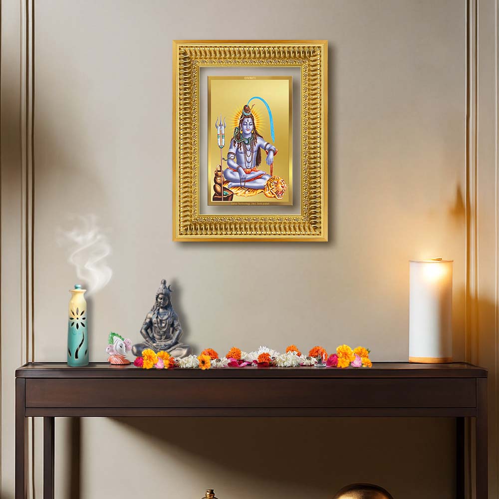 Diviniti 24K Gold Plated Shiva (Classic) Divine Wall Frame for Home Mandir & Office Decor | Luxury Spiritual Gift