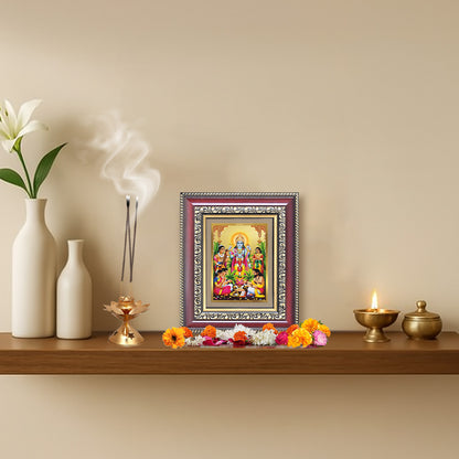 Diviniti 24K Gold Plated Satyanarayan (Classic) Divine Table Top Frame for Home Mandir & Office Decor | Luxury Spiritual Gift