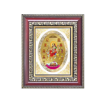 Nav Durga Divine Nine Forms of Goddess Durga Sacred Shakti & Protection Royal Tabletop Frame in 24K Gold Plated Foil