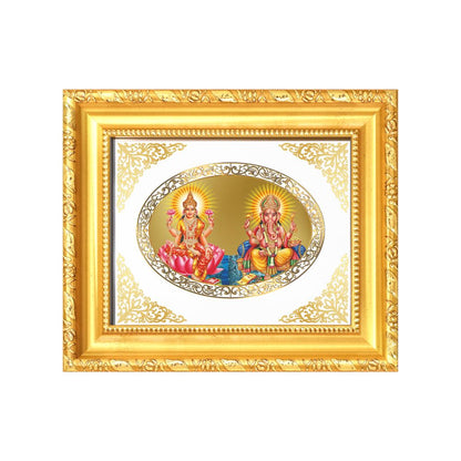 Goddess Lakshmi & Lord Ganesha Divine Prosperity & Auspicious Beginnings Royal Tabletop Frame in 24K Gold Plated Foil