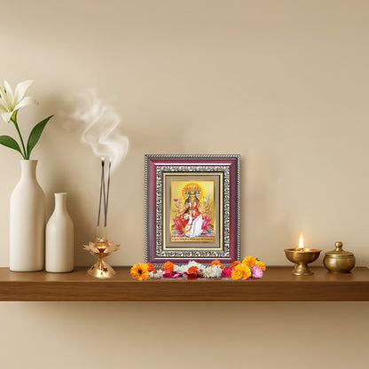 Diviniti 24K Gold Plated Gayatri Maa (Classic) Divine Table Top Frame for Home Mandir & Office Decor | Luxury Spiritual Gift
