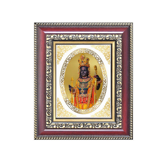 Ram Lalla with Temple Arch Divine Ayodhya Sacred Child Form Royal Tabletop Frame in 24K Gold Plated Foil