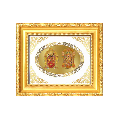 Lord Balaji & Goddess Padmavati Divine Tirupati Sacred Blessings Royal Tabletop Frame in 24K Gold Plated Foil