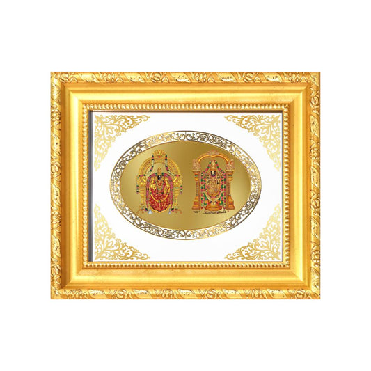 Lord Balaji & Goddess Padmavati Divine Tirupati Sacred Blessings Royal Tabletop Frame in 24K Gold Plated Foil