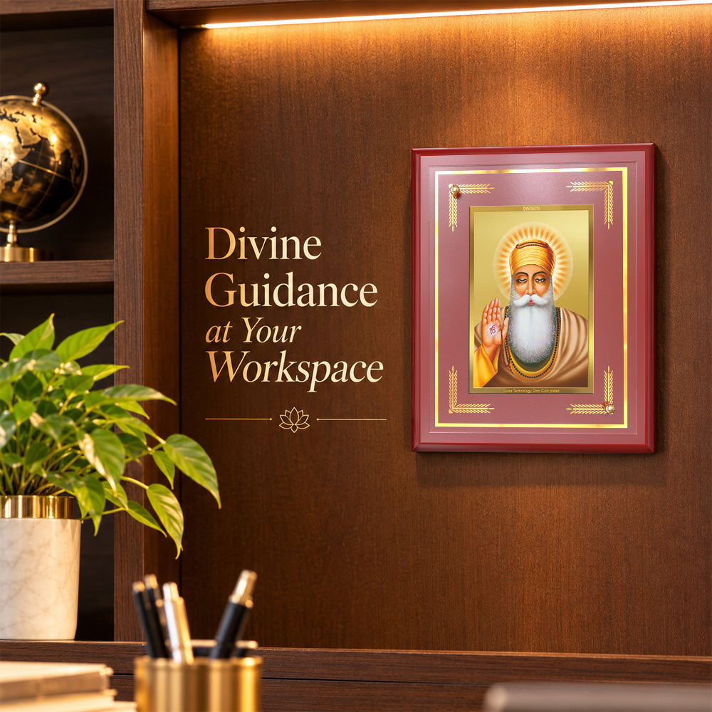 Diviniti 24K Gold Plated Guru Nanak Dev Ji Blessing Photo Frame | Peace, Wisdom & Divine Grace