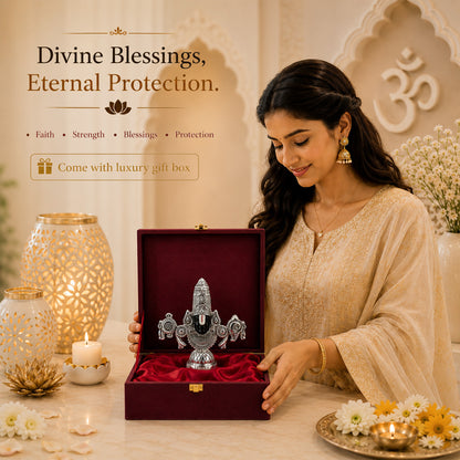Diviniti 999 Silver Plated Tirupati Balaji Idol with Premium Gift Box