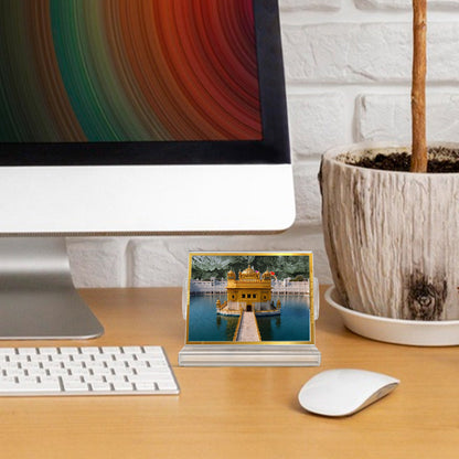 Golden Temple | Sacred Sikh Shrine Car Dashboard & Tabletop Photo Frame in 24K Gold Plated Foil (ACF3)