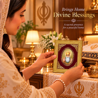 24K Gold-Plated Guru Nanak Dev Ji BG Frame | Premium Gift Box | 16 X 13.5 CM