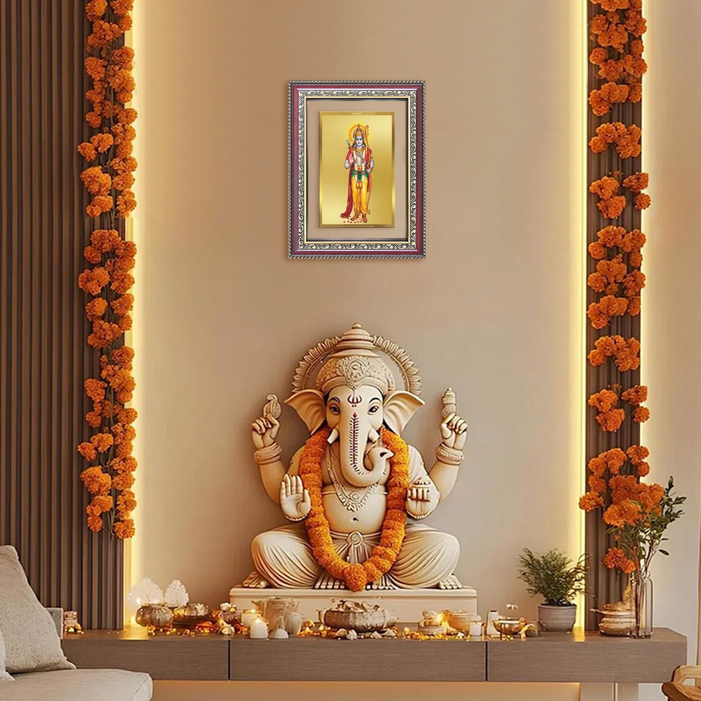 Diviniti 24K Gold Plated Ram Ji (Classic) Divine Wall Frame for Home Mandir & Office Decor | Luxury Spiritual Gift