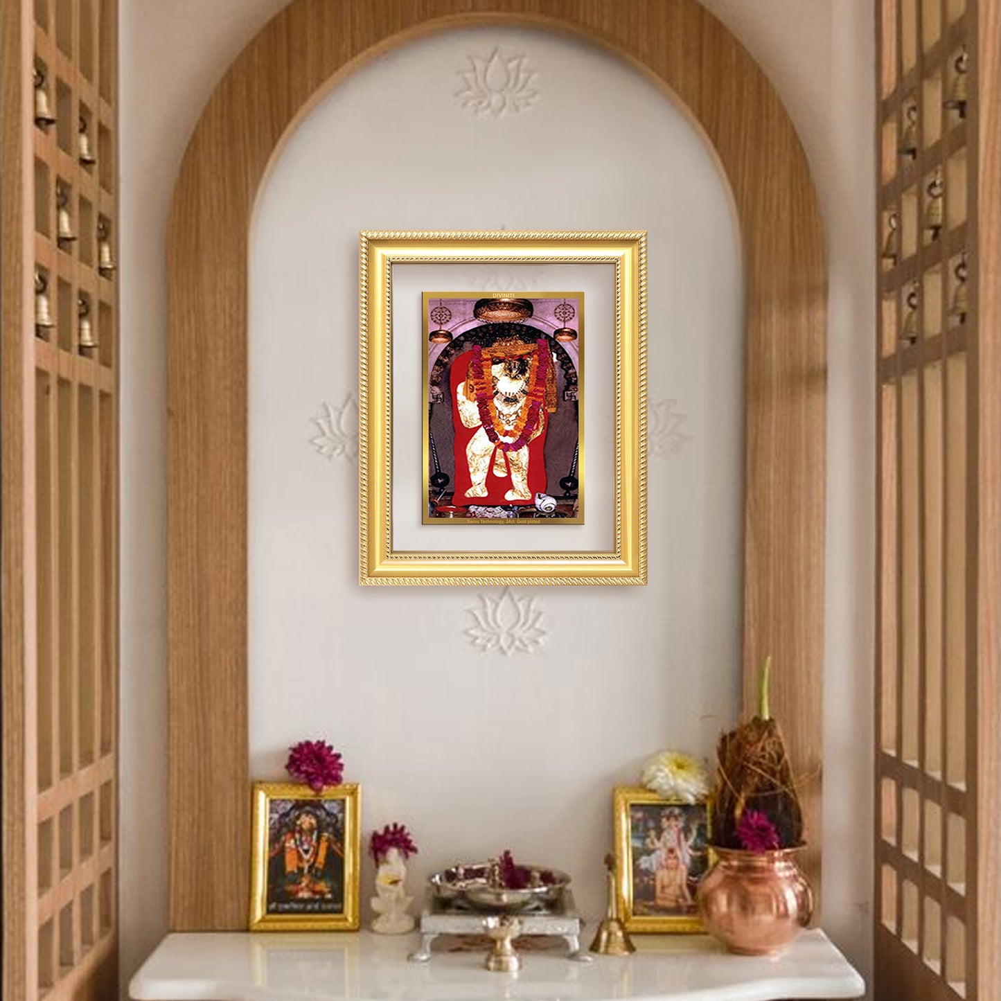 Diviniti 24K Gold Plated Mehndipur Balaji (Classic) Divine Wall Frame for Home Mandir & Office Decor | Luxury Spiritual Gift