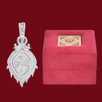DIVINITI 925 Pure Silver Leaf Krishna Pendant for Men, Women & Kids Divine God Pendant for Birthday, Anniversary, Special Occasion Gift (2x1.3 CM 4 g)