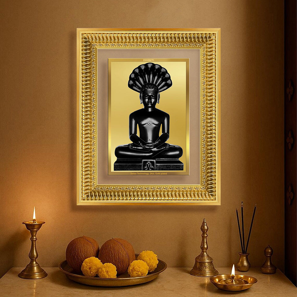 Diviniti 24K Gold Plated Parshvanath (Classic) Divine Wall Frame for Home Mandir & Office Decor | Luxury Spiritual Gift