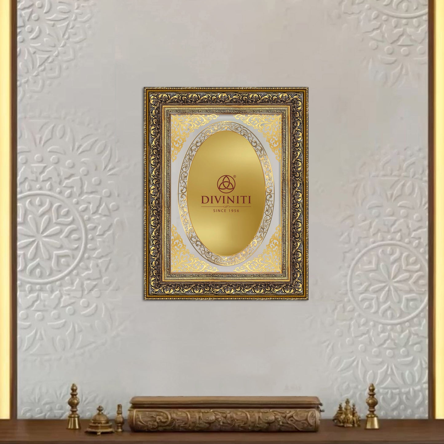 Diviniti Double Glass Frame Personalised Wall Mount Photo Frame in 24K Gold Plated Foil