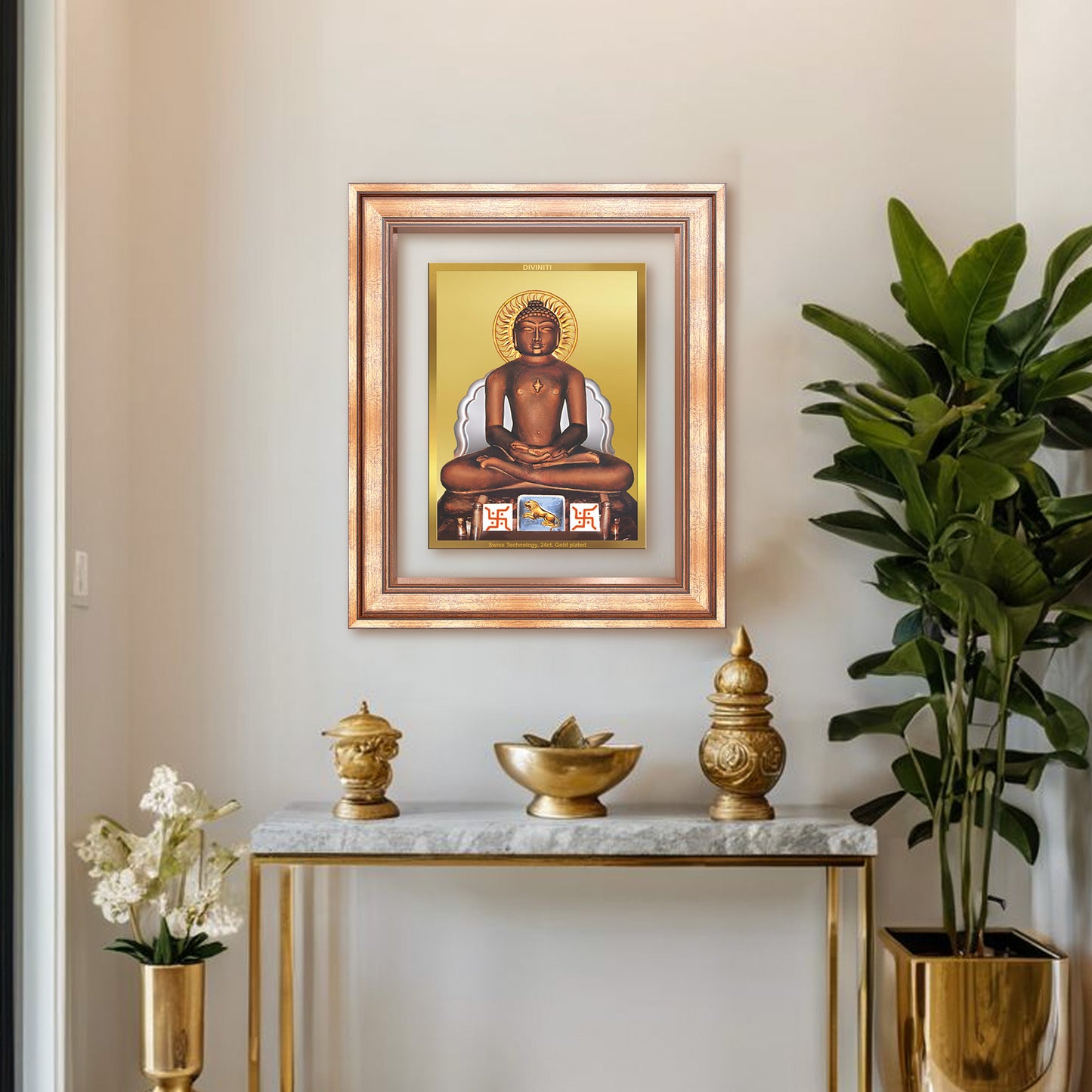 Diviniti 24K Gold Plated Mahavir (Classic) Divine Wall Frame for Home Mandir & Office Decor | Luxury Spiritual Gift