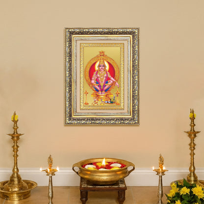 Diviniti 24K Gold Plated Ayyappan Divine Wall Frame for Home Mandir & Office Decor | Luxury Spiritual Gift