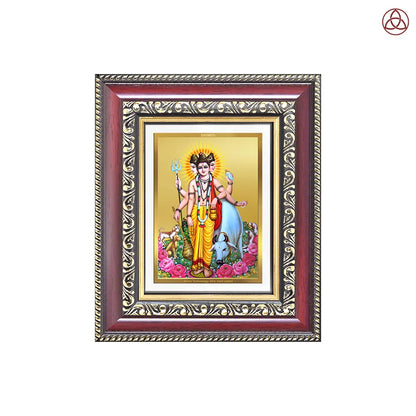 Dattatreya with Kamadhenu | Shri Dattatreya Tabletop Frame in 24K Gold Plated Foil
