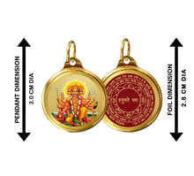 Load image into Gallery viewer, Diviniti 24K Double sided Gold Plated Pendant Panchmukhi  Hanuman &amp; Yantra|28 MM Flip Coin (1 PCS)
