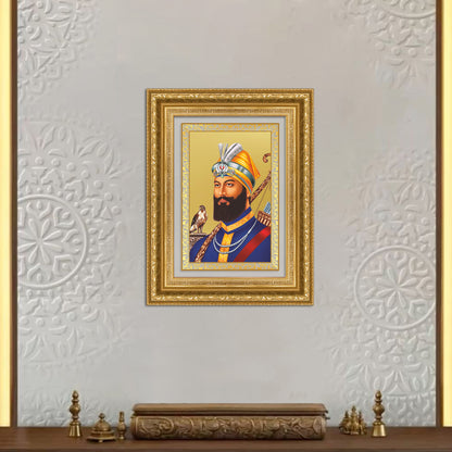 Diviniti 24K Gold Plated Guru Gobind Singh Ji (Classic) Sacred Sikh Wall Frame for Home Decor & Office Ambiance | Premium Spiritual Gift