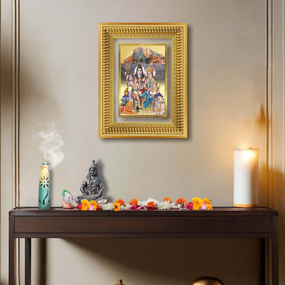 Diviniti 24K Gold Plated Shiv Parivar (Classic) Divine Wall Frame for Home Mandir & Office Decor | Luxury Spiritual Gift