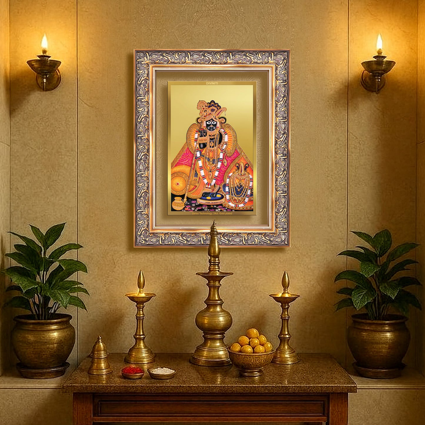 Banke Bihari | Kunj Bihari Wall Mount Photo Frame in 24K Gold Plated Foil